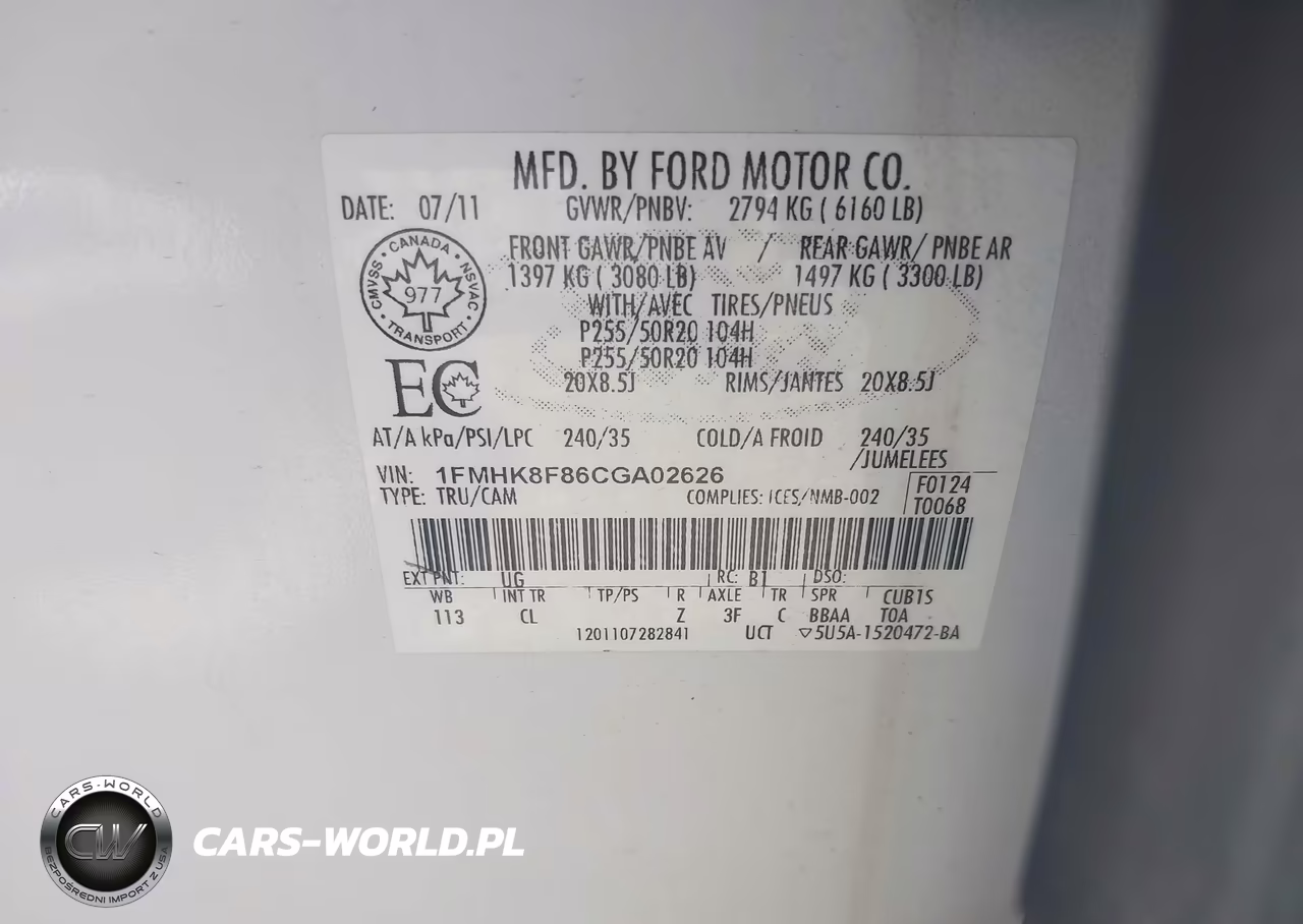 2012 Ford Explorer Limited VIN:1FMHK8F86CGA02626 - 9