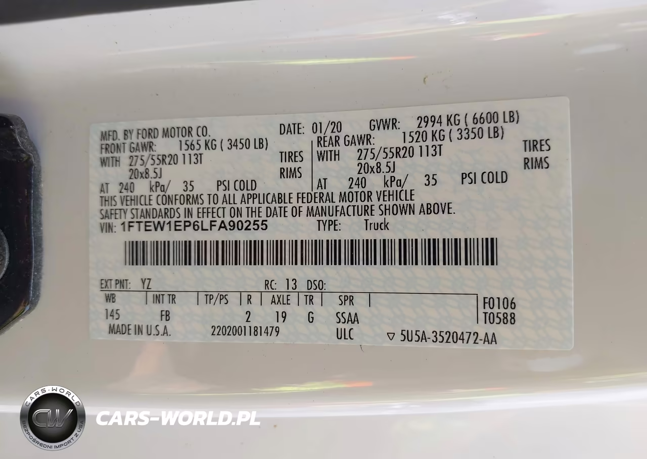 2020 Ford F-150 Xlt VIN:1FTEW1EP6LFA90255 - 9