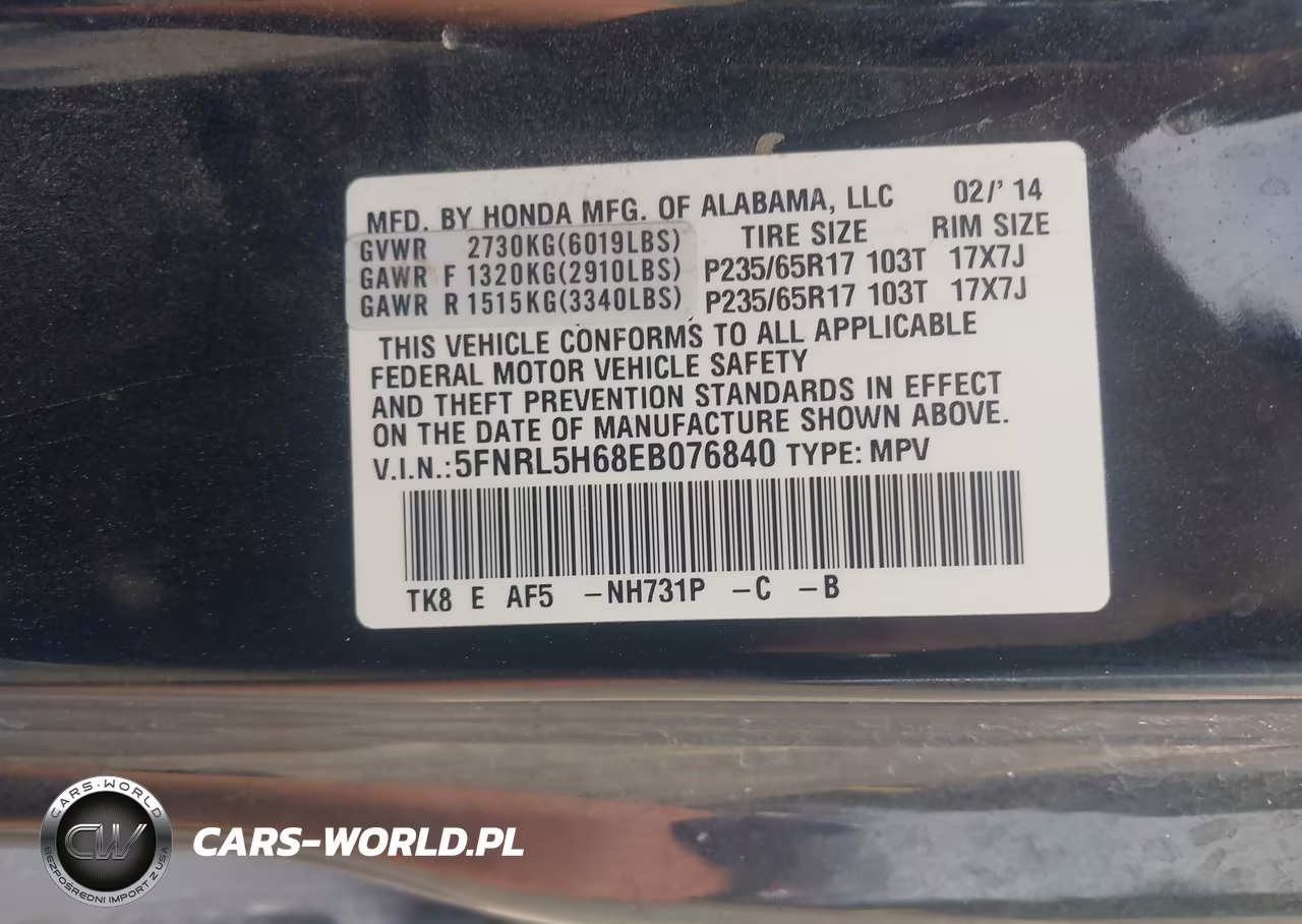 2014 Honda Odyssey Ex-L VIN:5FNRL5H68EB076840 - 9
