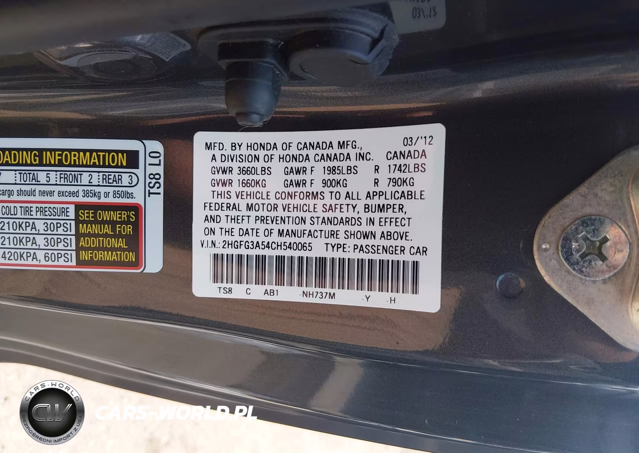 2012 Honda Civic Lx VIN:2HGFG3A54CH540065 - 9