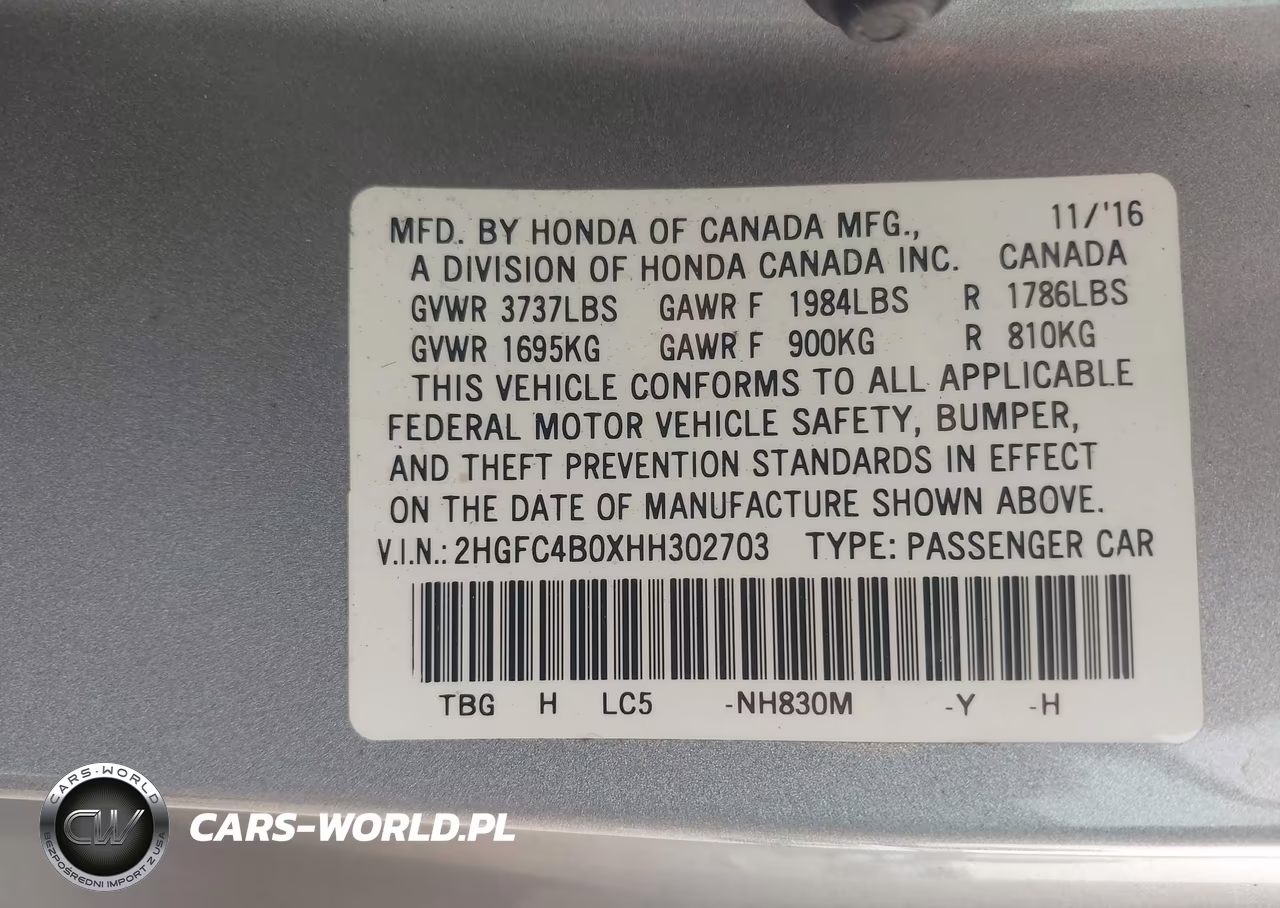 2017 Honda Civic Lx-P VIN:2HGFC4B0XHH302703 - 9