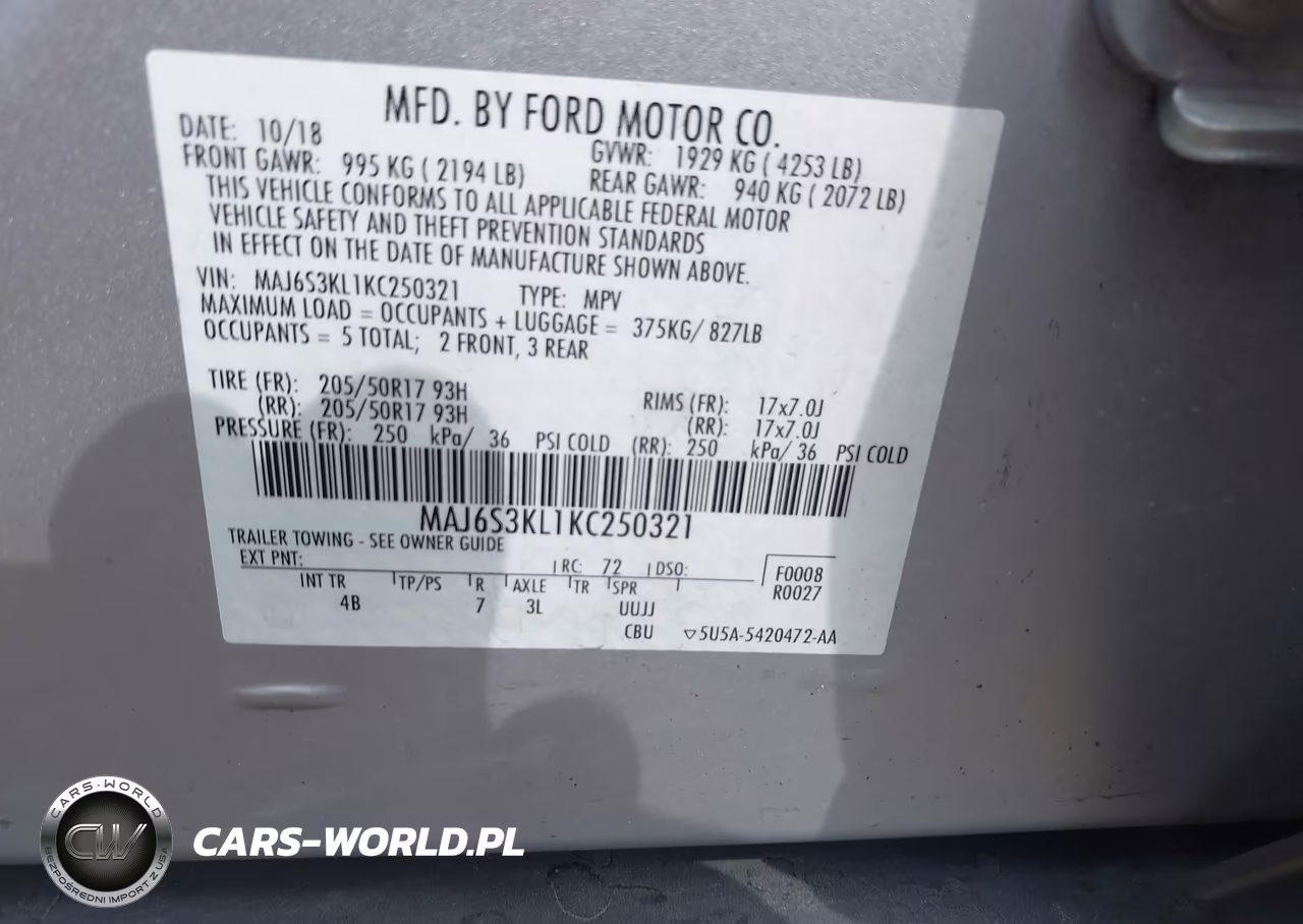2019 Ford Ecosport Titanium VIN:MAJ6S3KL1KC250321 - 9