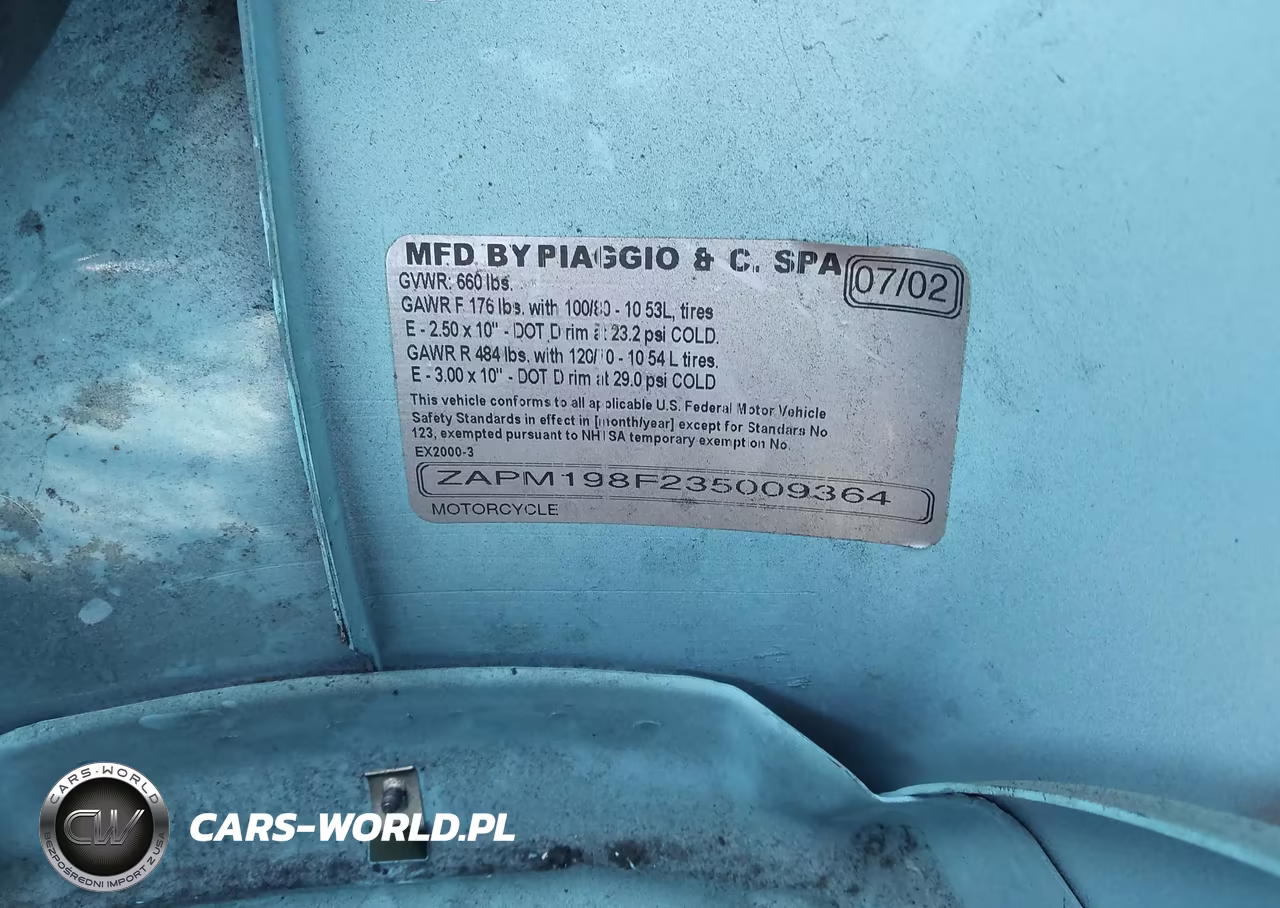 2003 Vespa M198F VIN:ZAPM198F235009364 - 10