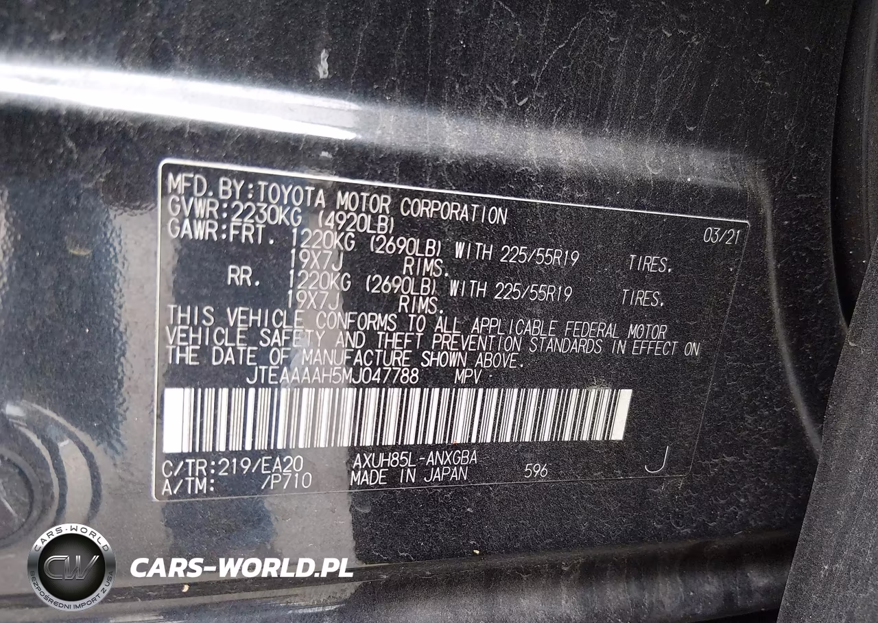 2021 Toyota Venza Xle VIN:JTEAAAAH5MJ047788 - 9