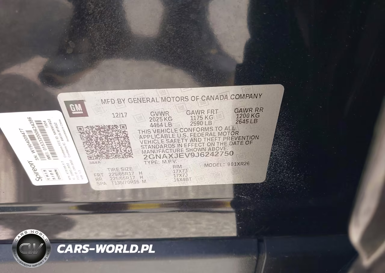 2018 Chevrolet Equinox Lt VIN:2GNAXJEV9J6242750 - 9
