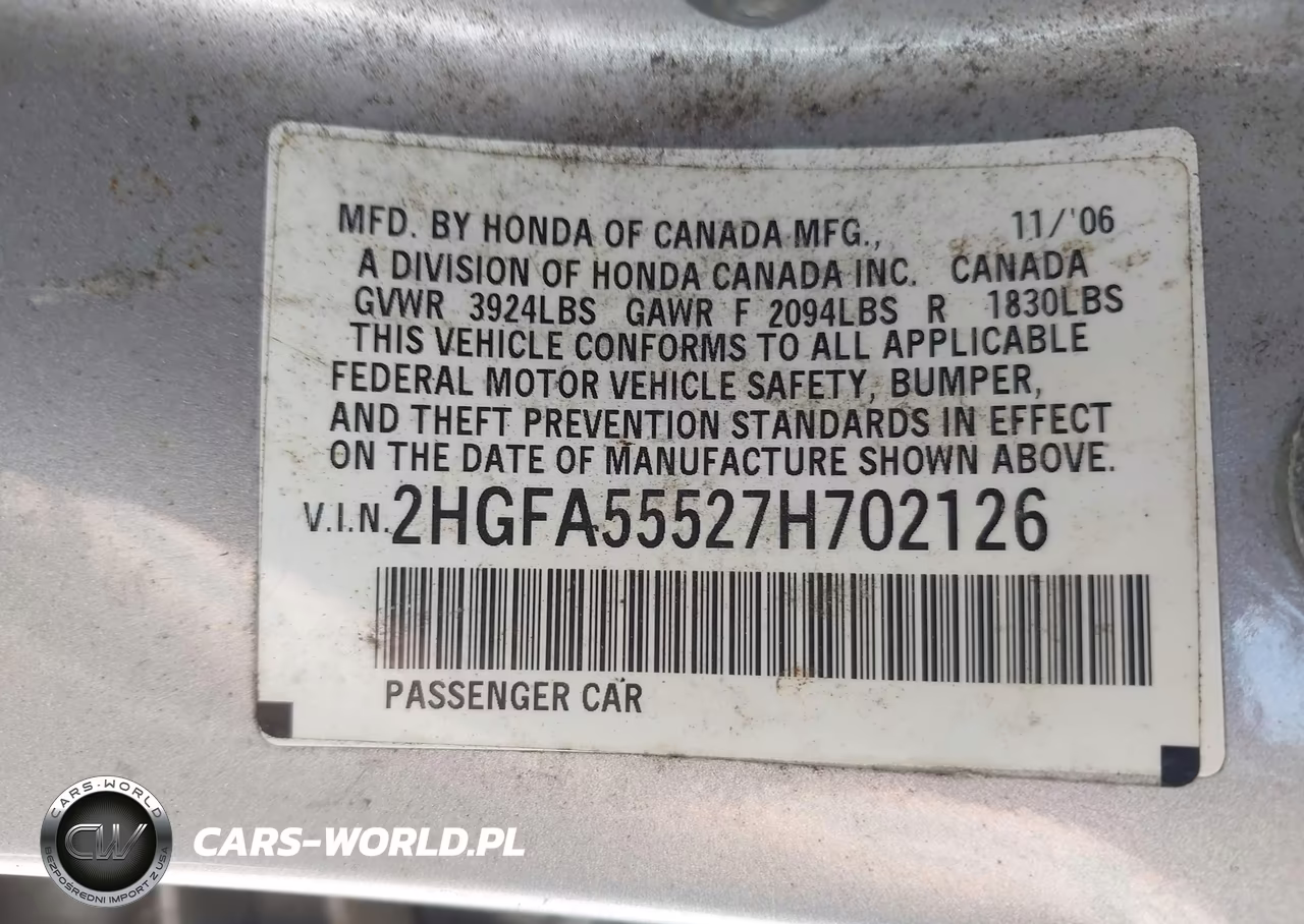 2007 Honda Civic Si VIN:2HGFA55527H702126 - 9