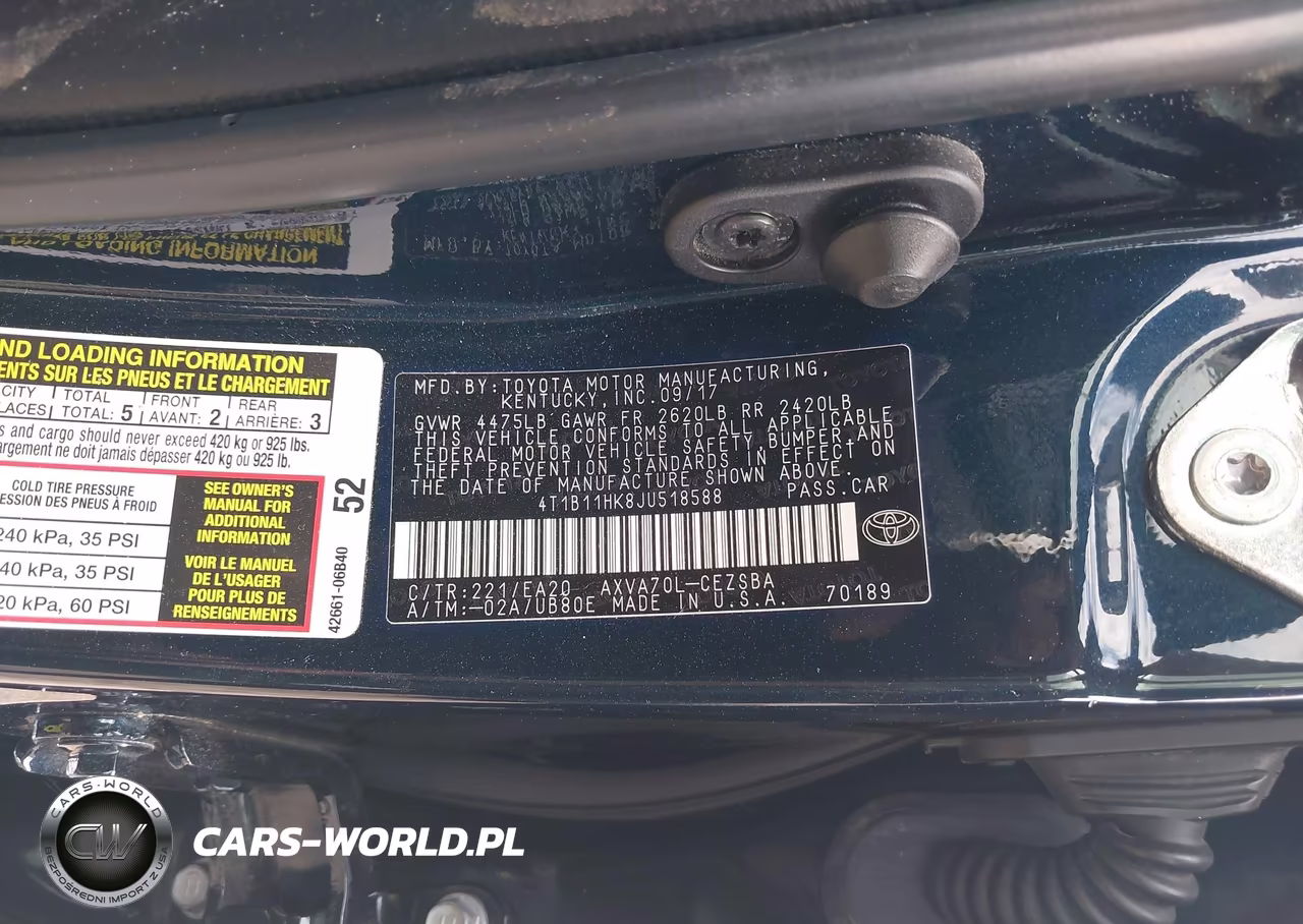 2018 Toyota Camry Se VIN:4T1B11HK8JU518588 - 9