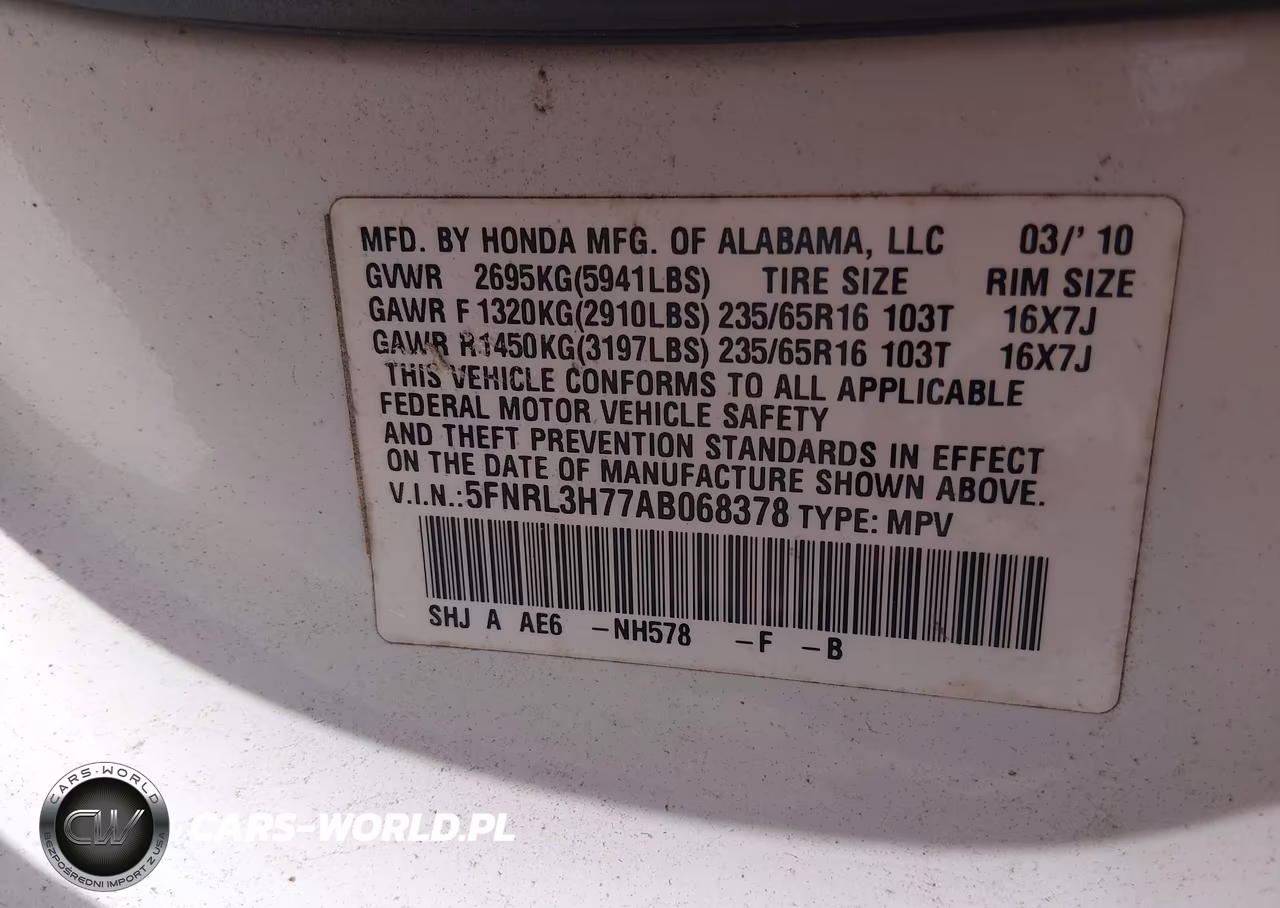2010 Honda Odyssey Ex-L VIN:5FNRL3H77AB068378 - 9
