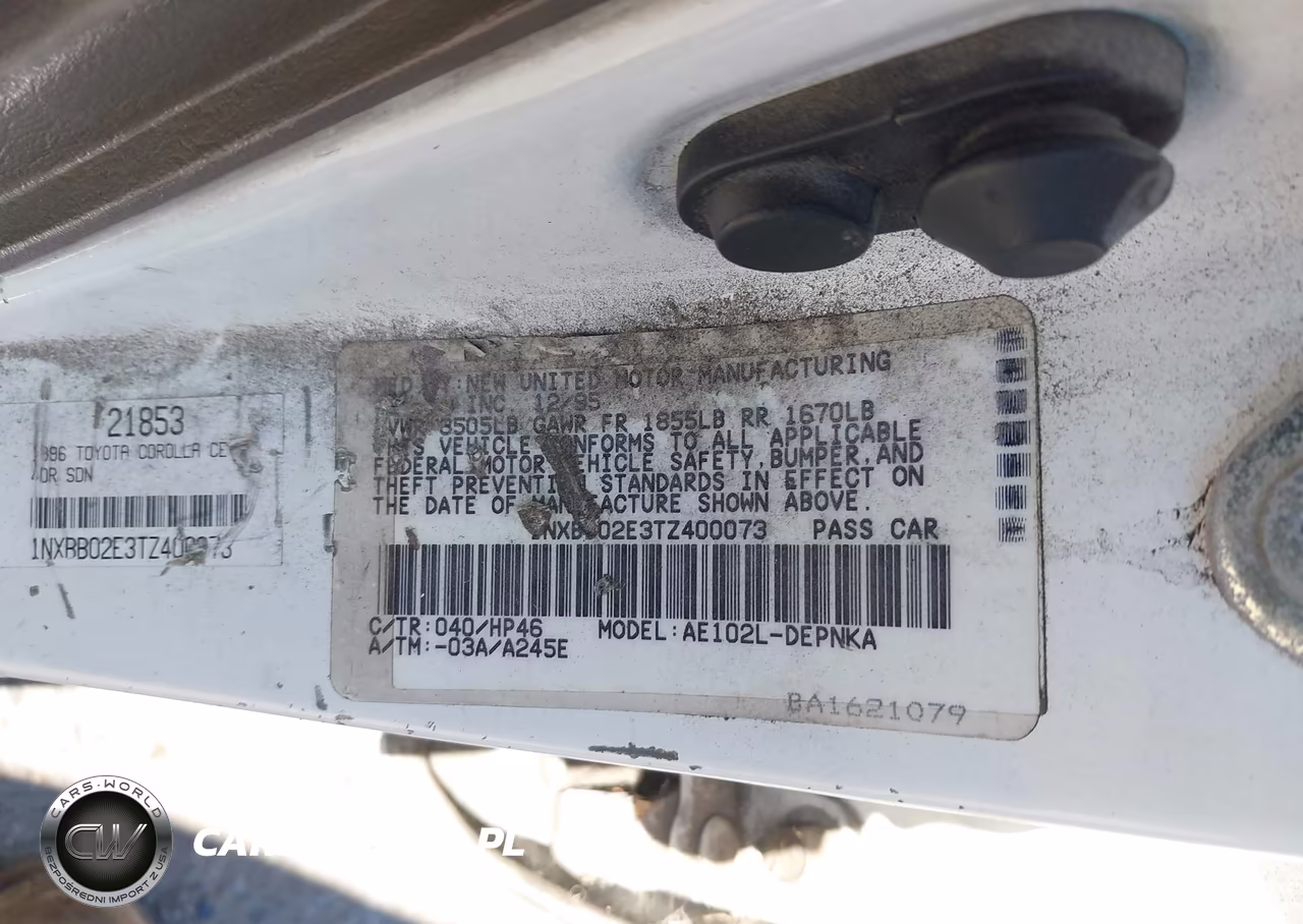 1996 Toyota Corolla Dx VIN:1NXBB02E3TZ400073 - 9