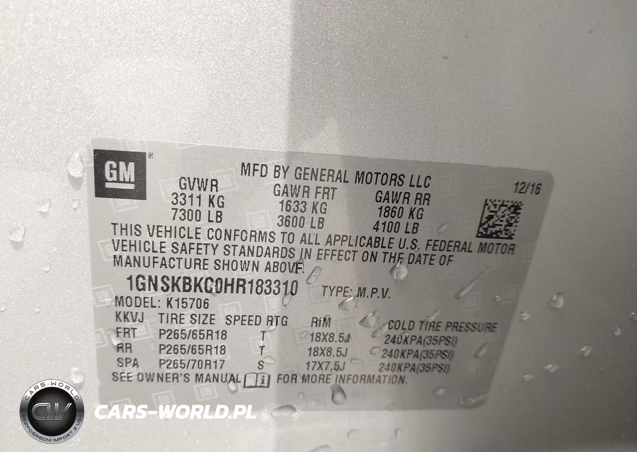 2017 Chevrolet Tahoe Lt VIN:1GNSKBKC0HR183310 - 9