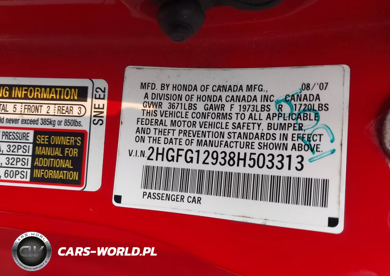 2008 Honda Civic Ex-L VIN:2HGFG12938H503313 - 9