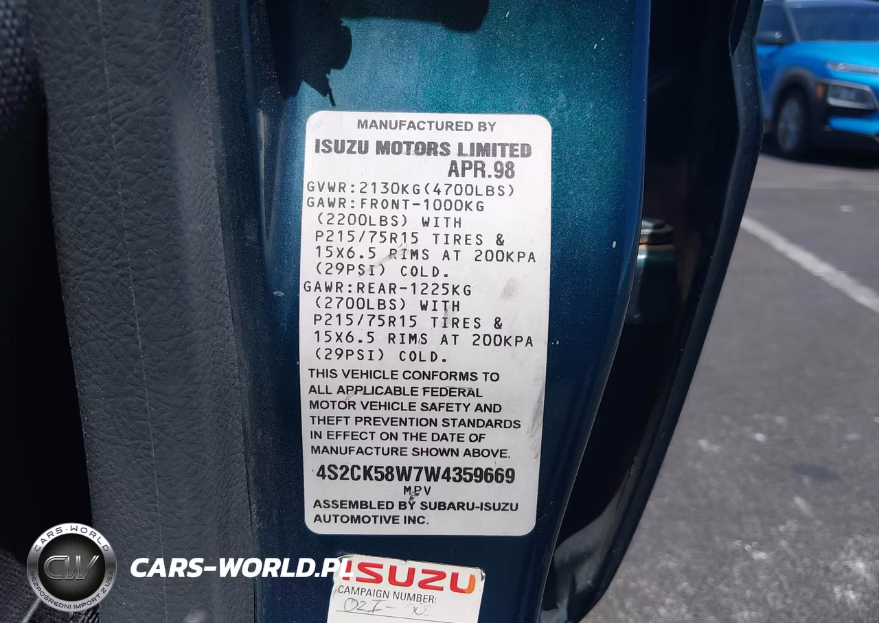 1998 Isuzu Rodeo Ls-S VIN:4S2CK58W7W4359669 - 9