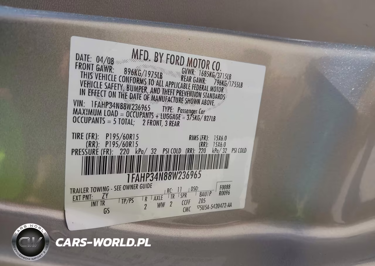 2008 Ford Focus S VIN:1FAHP34N88W236965 - 9