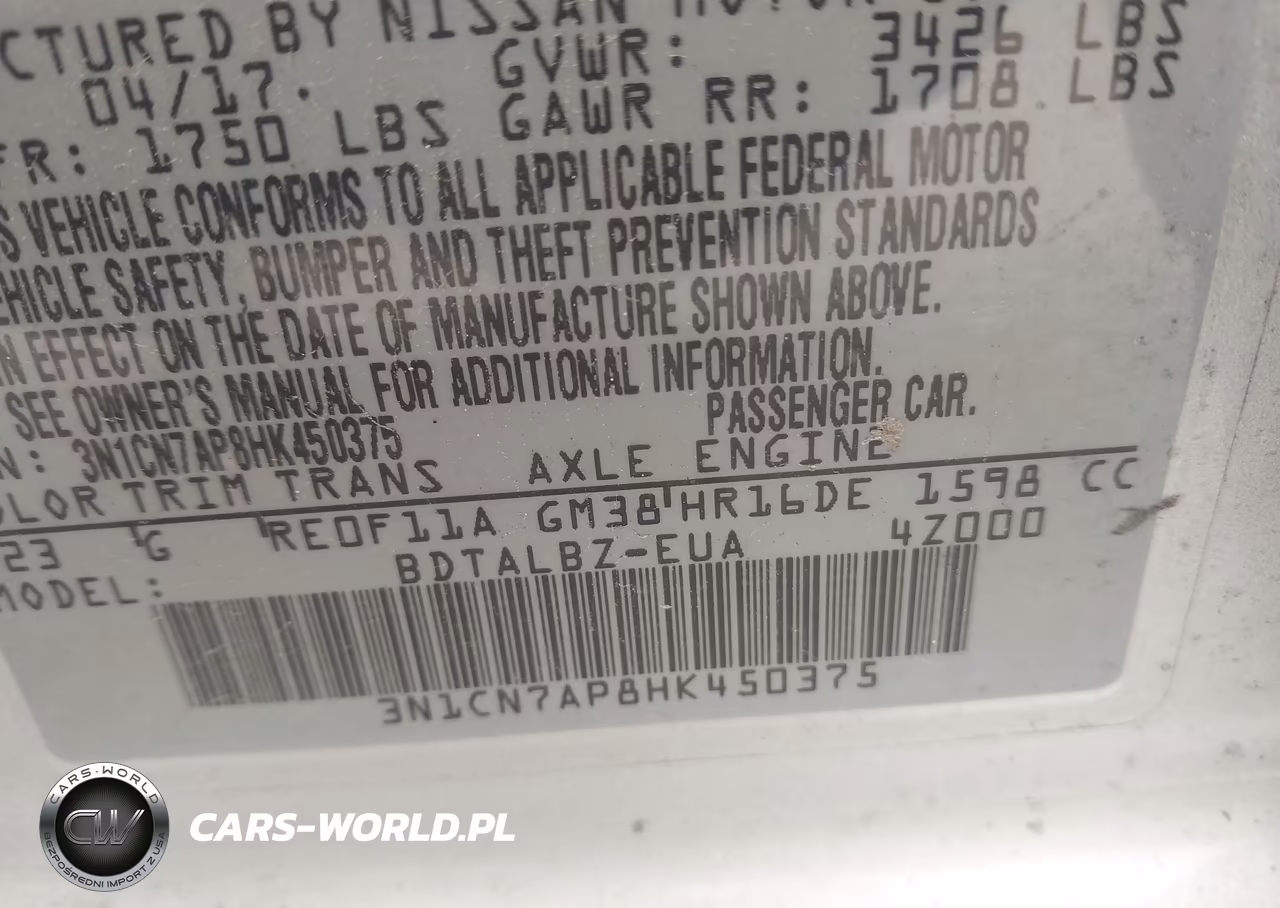 2017 Nissan Versa 1.6 Sv VIN:3N1CN7AP8HK450375 - 9