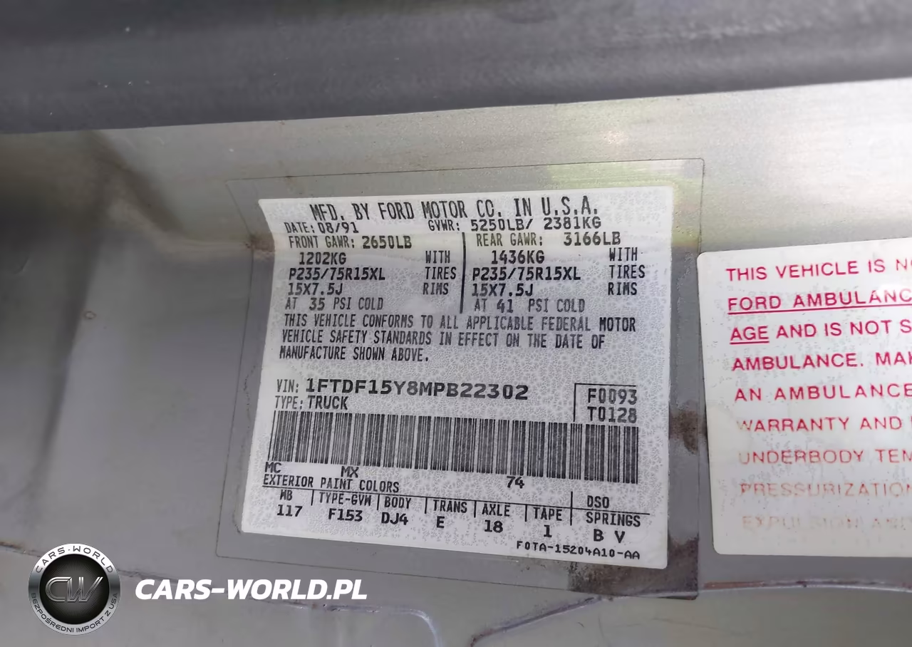 1991 Ford F150 VIN:1FTDF15Y8MPB22302 - 9