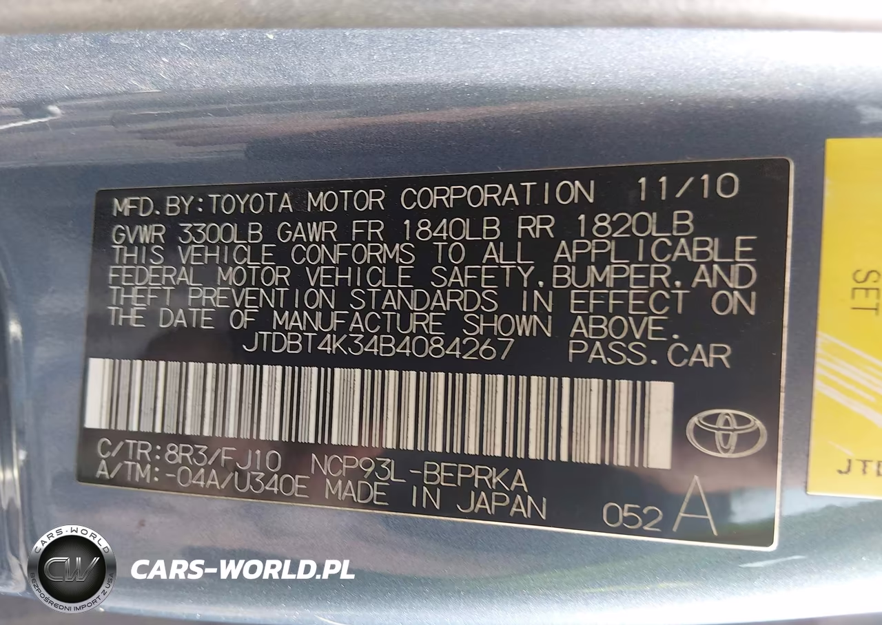 2011 Toyota Yaris VIN:JTDBT4K34B4084267 - 9