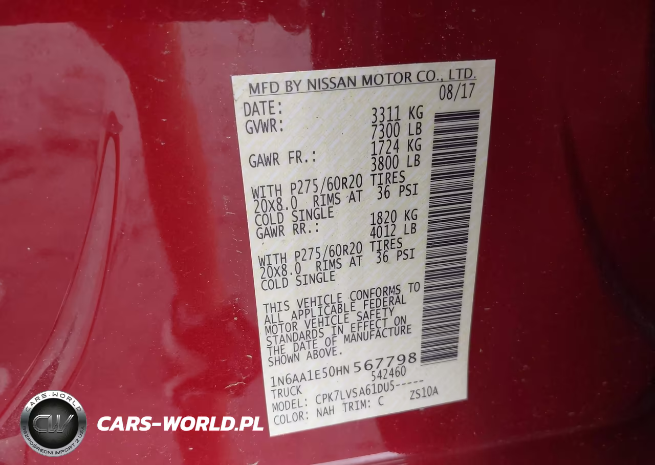 2017 Nissan Titan Sl VIN:1N6AA1E50HN567798 - 9