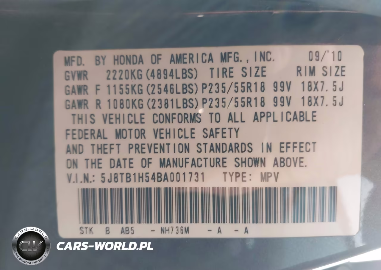 2011 Acura Rdx VIN:5J8TB1H54BA001731 - 9