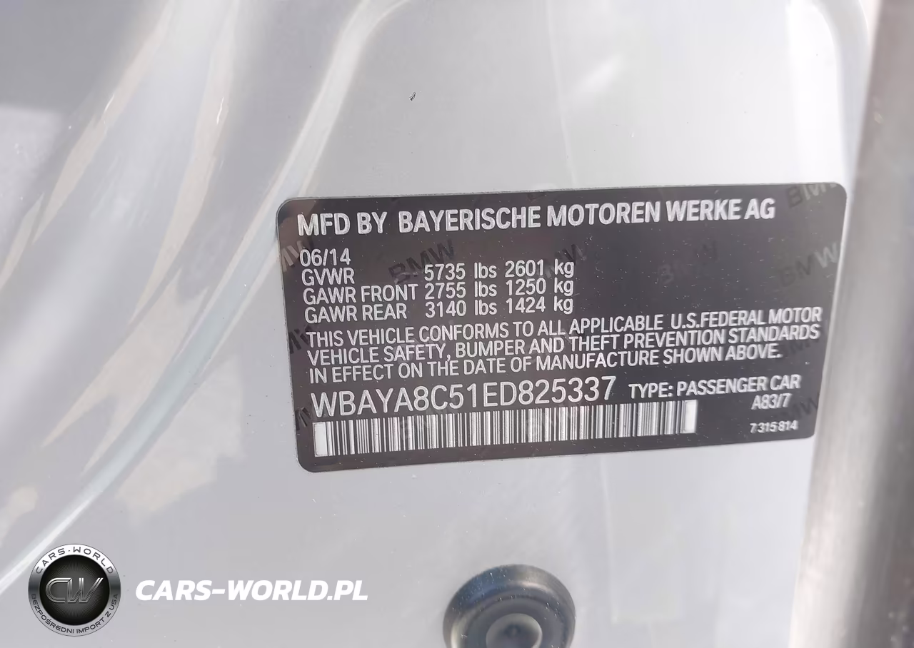 2014 BMW 750I VIN:WBAYA8C51ED825337 - 9