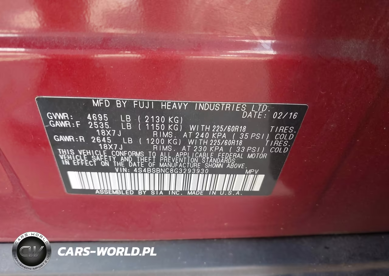 2016 Subaru Outback 2.5I Limited VIN:4S4BSBNC8G3293930 - 9