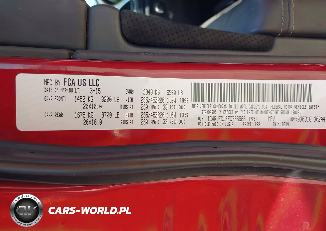 2015 Jeep Grand Cherokee Srt VIN:1C4RJFDJ3FC796566 - 9
