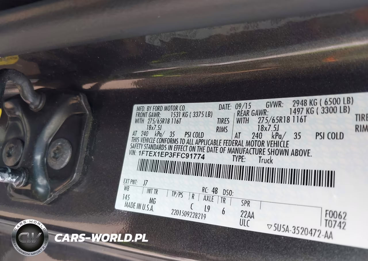 2015 Ford F-150 Xlt VIN:1FTEX1EP3FFC91774 - 9