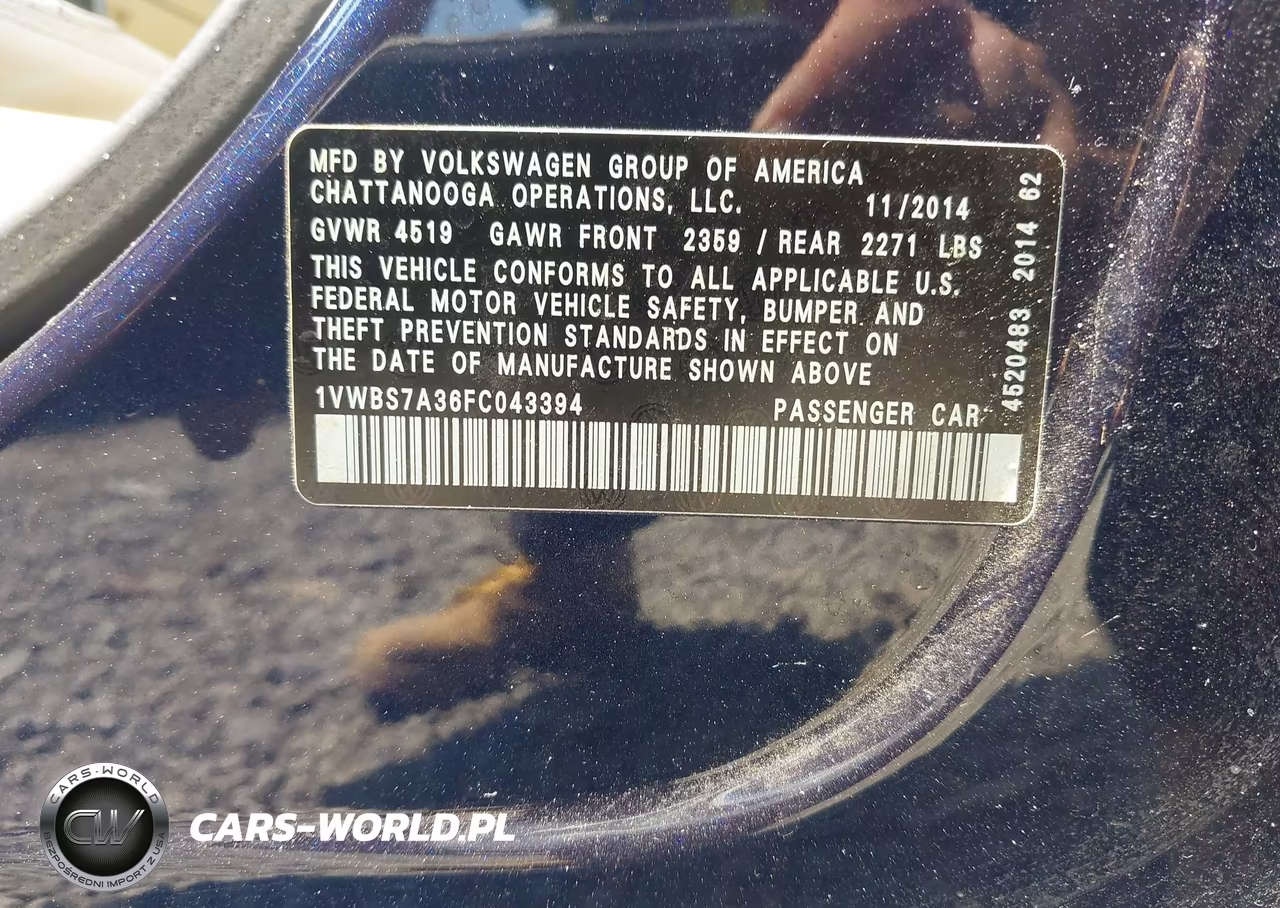 2015 Volkswagen Passat 1.8T Se VIN:1VWBS7A36FC043394 - 9
