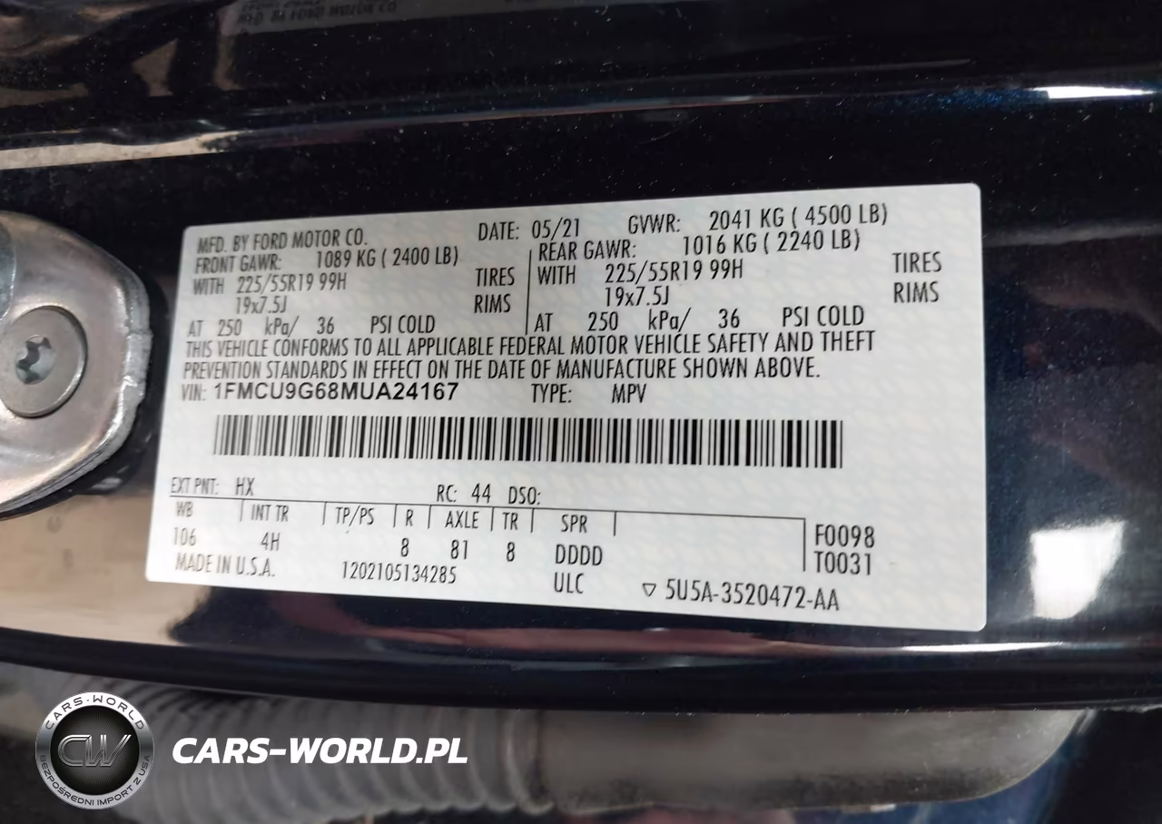 2021 Ford Escape Se VIN:1FMCU9G68MUA24167 - 9