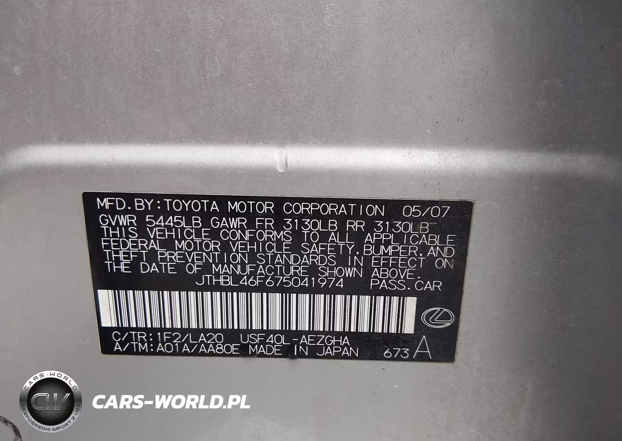 2007 Lexus Ls 460 VIN:JTHBL46F675041974 - 9