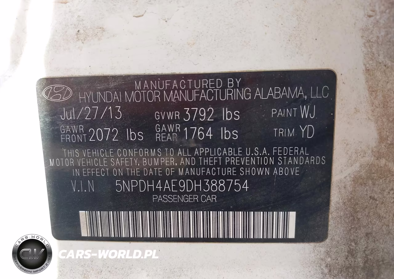 2013 Hyundai Elantra Limited VIN:5NPDH4AE9DH388754 - 9