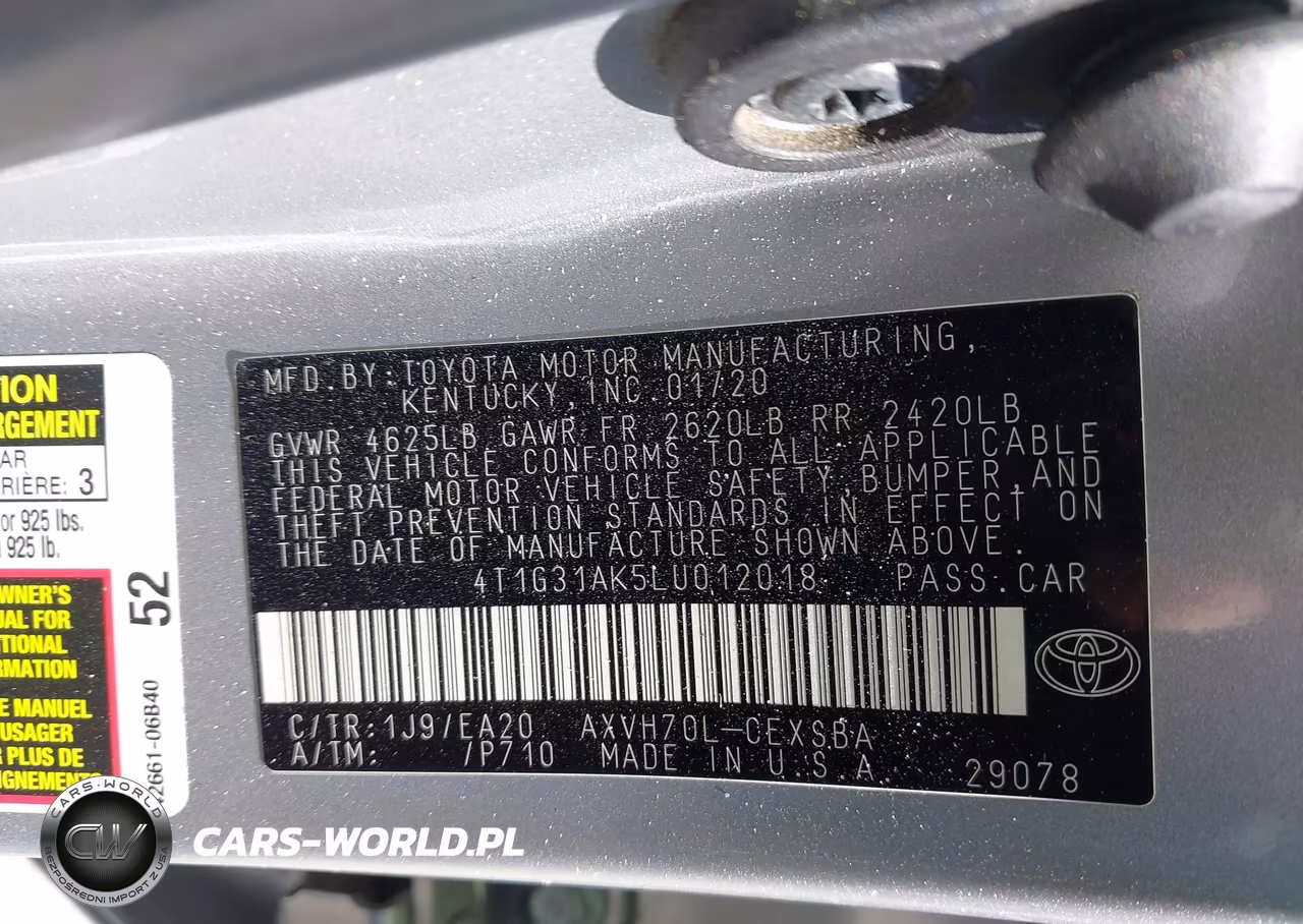 2020 Toyota Camry Se Hybrid VIN:4T1G31AK5LU012018 - 9