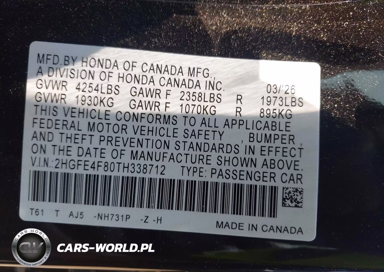 2026 Honda Civic Hybrid Sport-Sport Touring VIN:2HGFE4F80TH338712 - 9