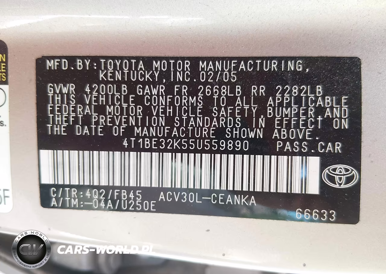 2005 Toyota Camry Le VIN:4T1BE32K55U559890 - 9
