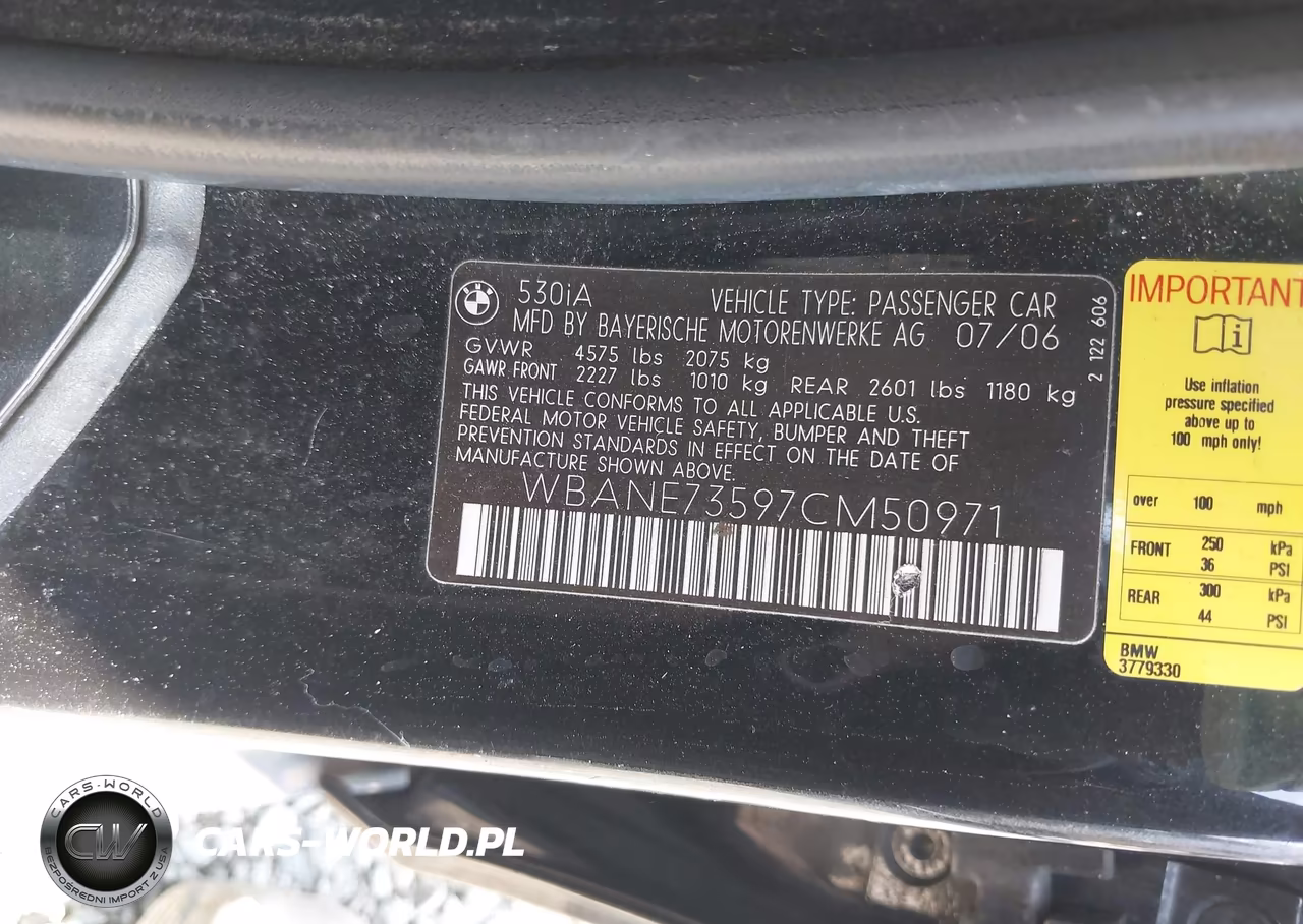2007 BMW 530I VIN:WBANE73597CM50971 - 9