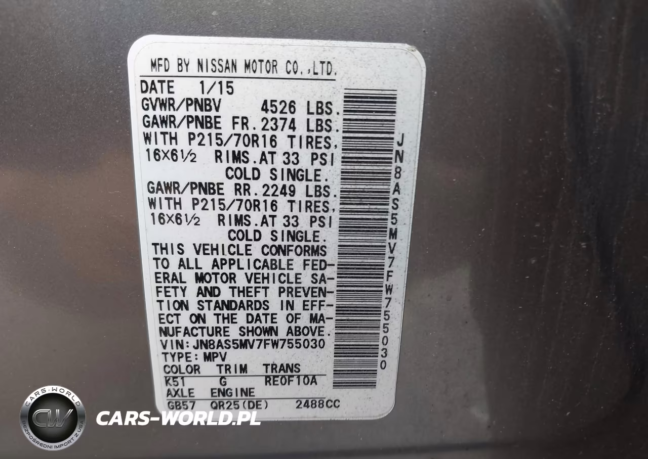 2015 Nissan Rogue Select S VIN:JN8AS5MV7FW755030 - 9