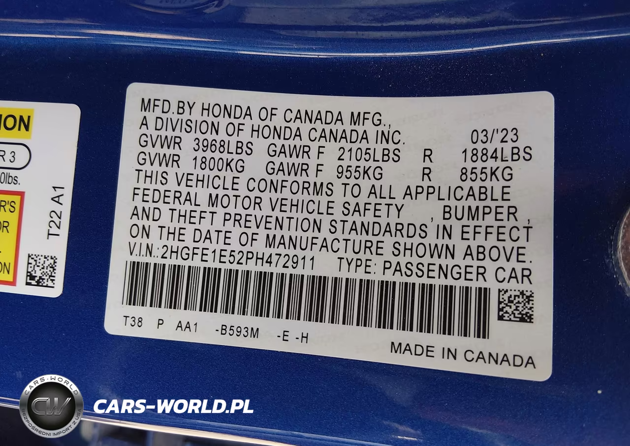 2023 Honda Civic Si Sedan VIN:2HGFE1E52PH472911 - 9