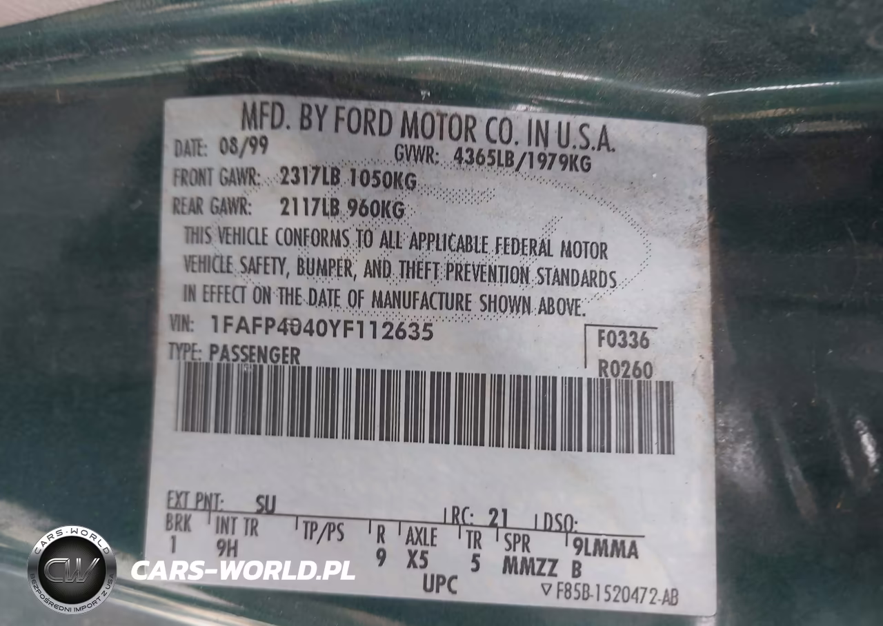 2000 Ford Mustang VIN:1FAFP4040YF112635 - 9