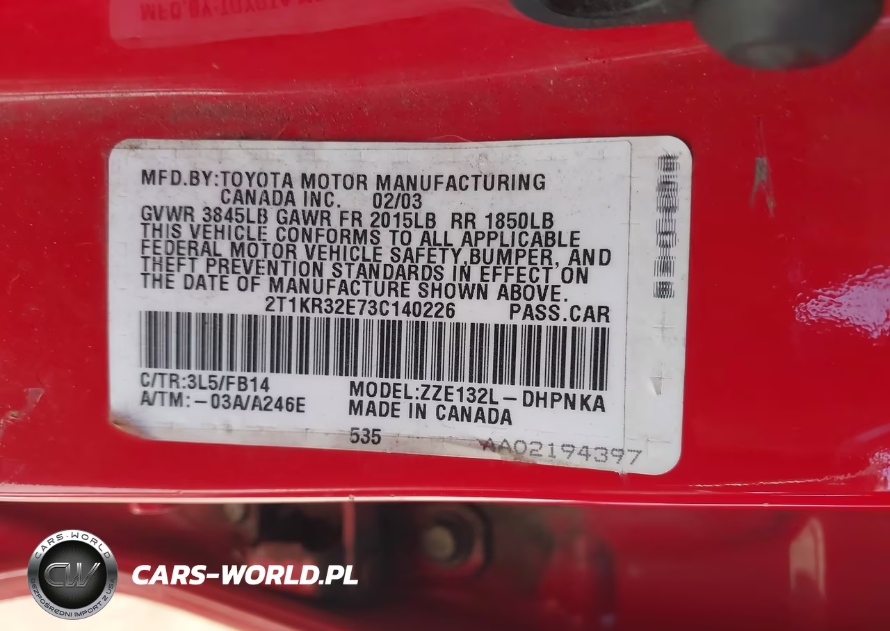 2003 Toyota Matrix Xr VIN:2T1KR32E73C140226 - 9