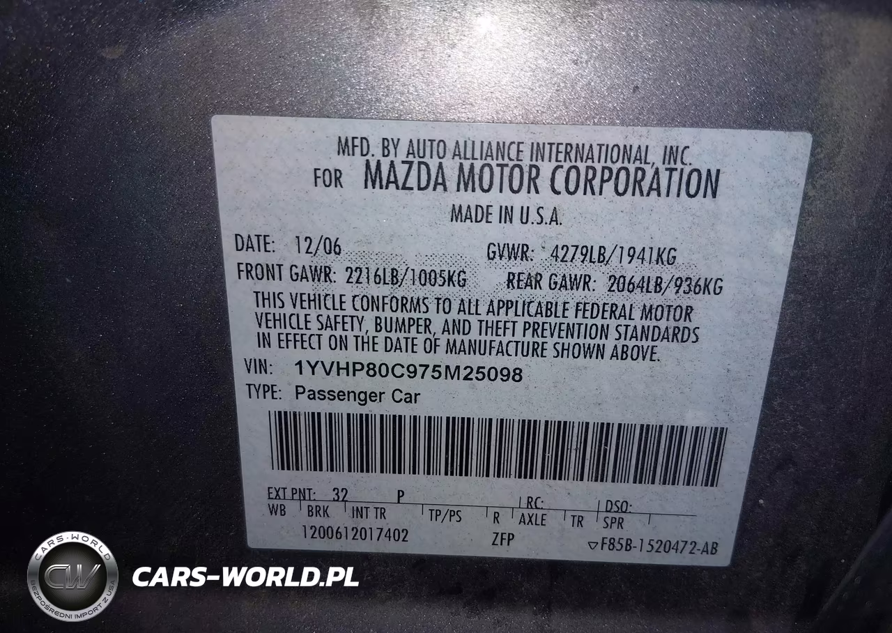 2007 Mazda Mazda6 I Sport Ve VIN:1YVHP80C975M25098 - 9