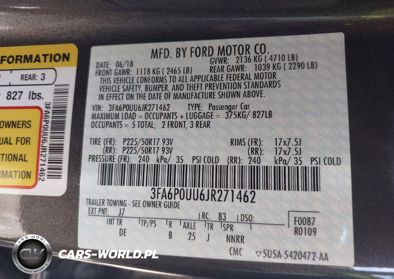 2018 Ford Fusion Hybrid S VIN:3FA6P0UU6JR271462 - 9