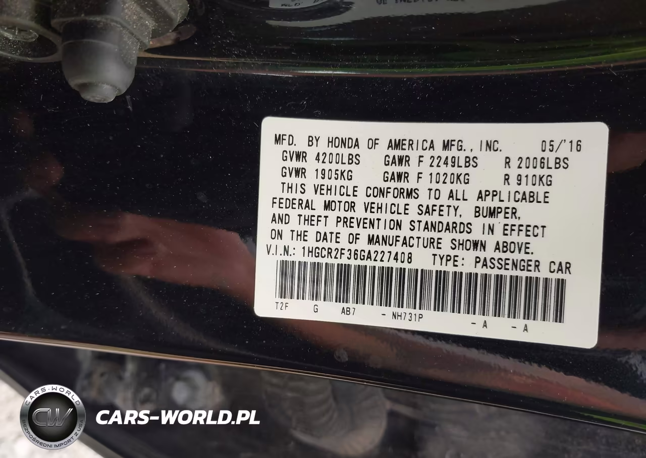2016 Honda Accord Lx VIN:1HGCR2F36GA227408 - 9