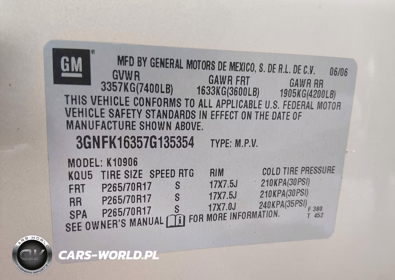 2007 Chevrolet Suburban Lt VIN:3GNFK16357G135354 - 9