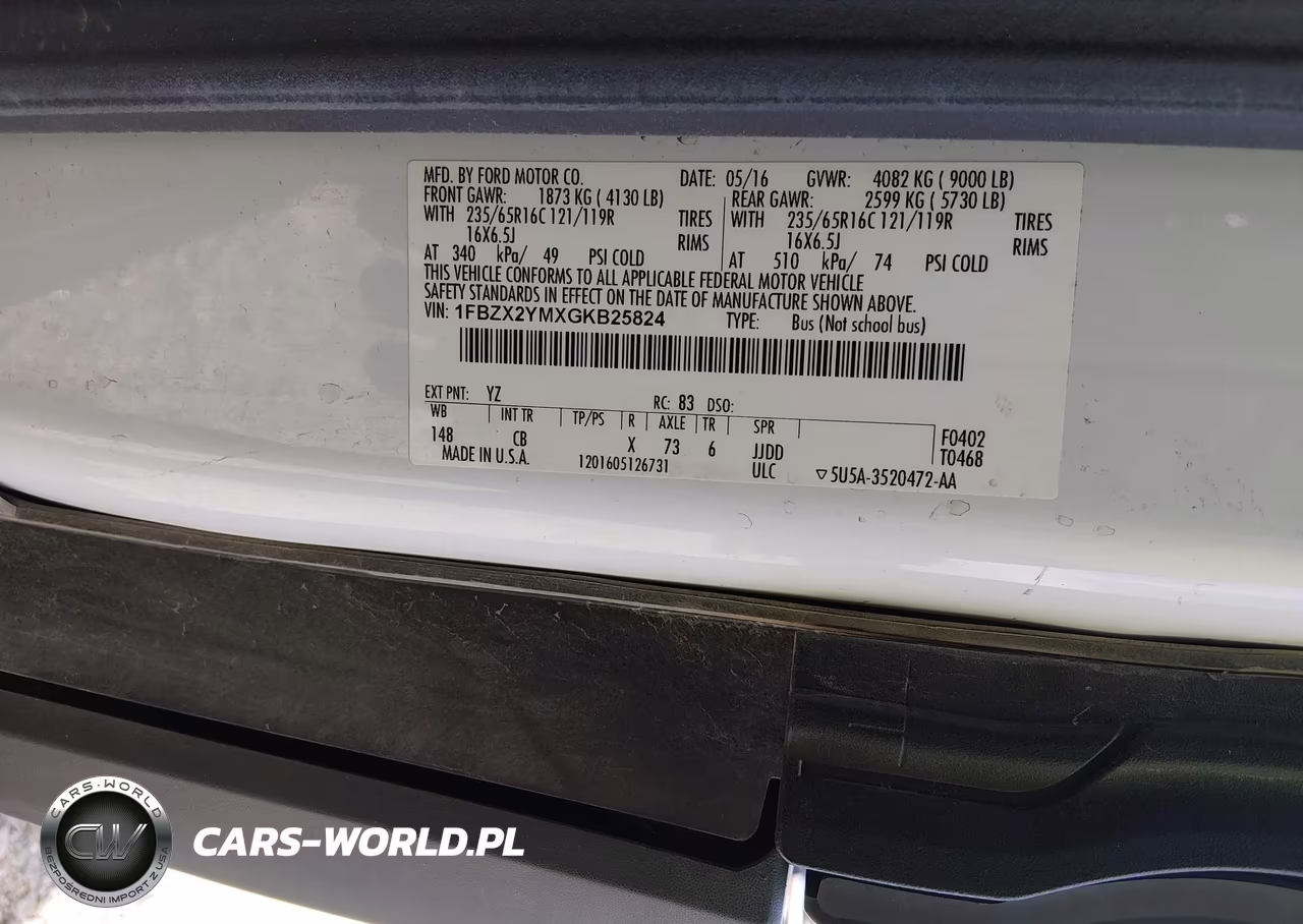 2016 Ford Transit-350 Xl VIN:1FBZX2YMXGKB25824 - 9