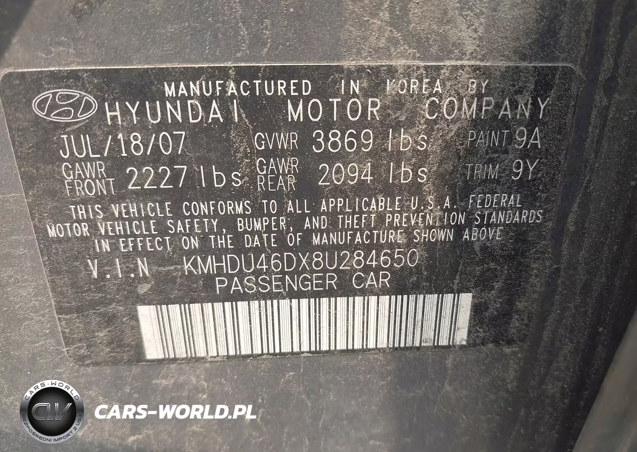 2008 Hyundai Elantra Gls-Se VIN:KMHDU46DX8U284650 - 9