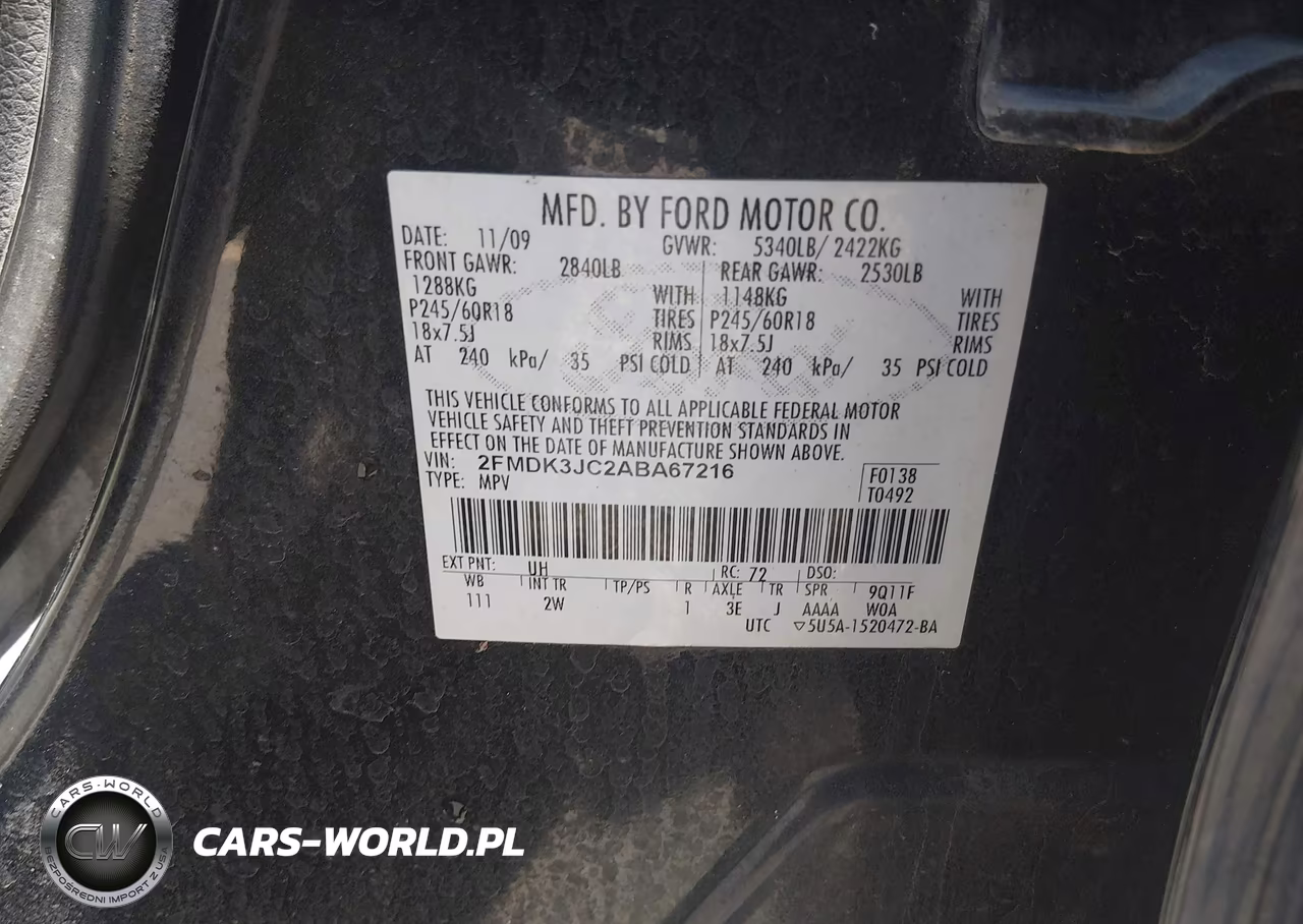 2010 Ford Edge Sel VIN:2FMDK3JC2ABA67216 - 9