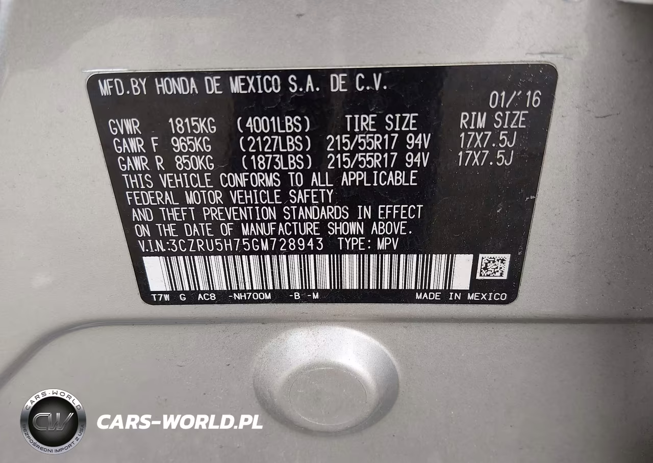 2016 Honda Hr-V Ex-L VIN:3CZRU5H75GM728943 - 9