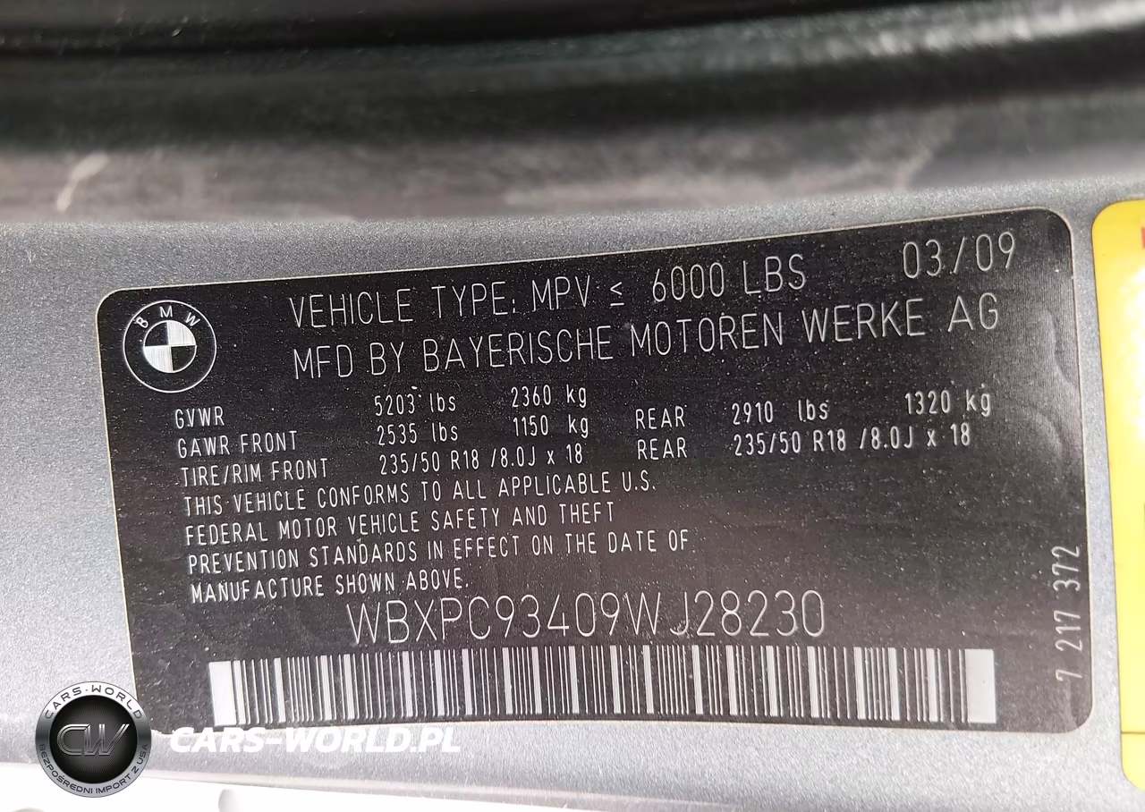 2009 BMW X3 xDrive30I VIN:WBXPC93409WJ28230 - 9