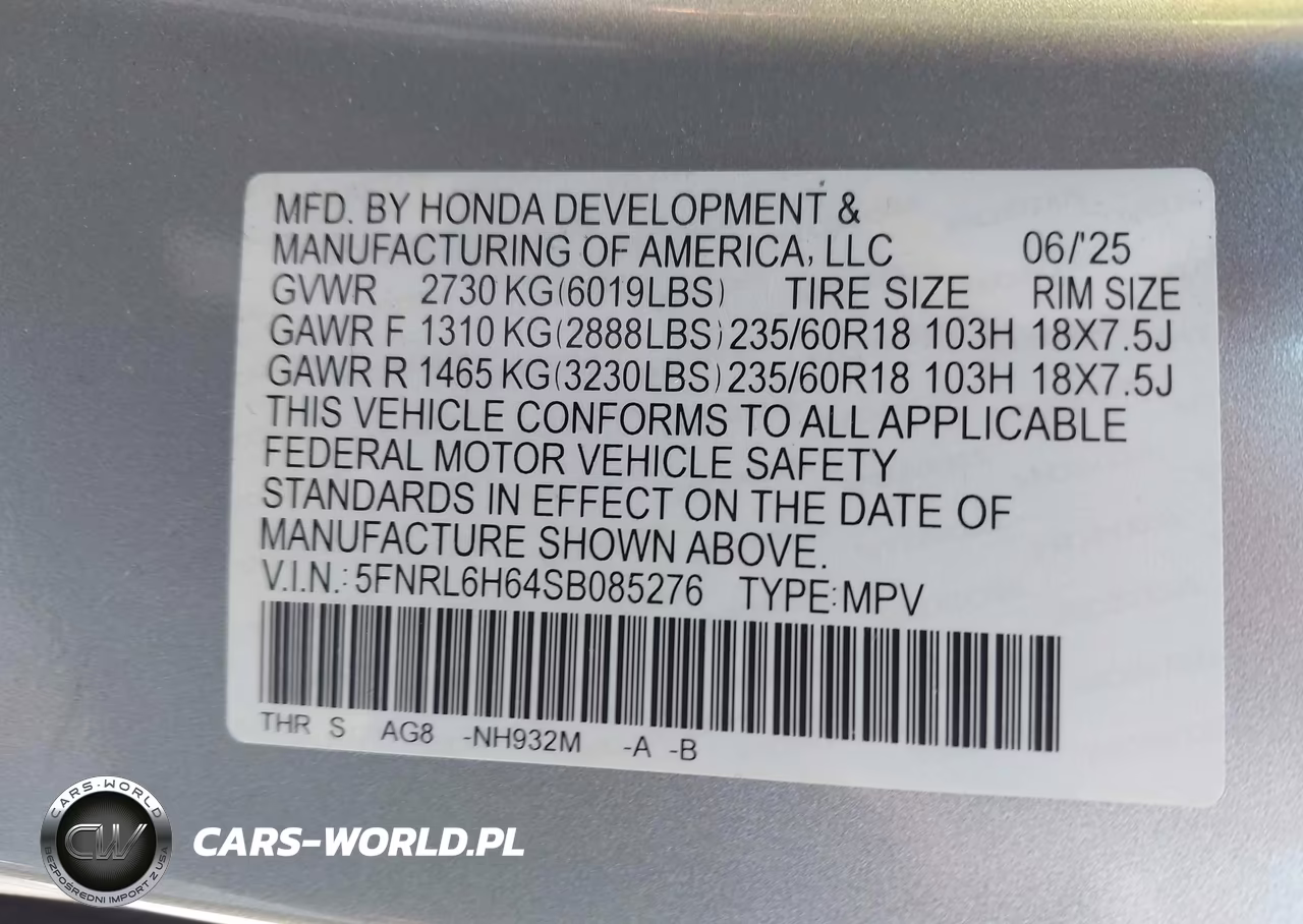 2025 Honda Odyssey Ex-L VIN:5FNRL6H64SB085276 - 9