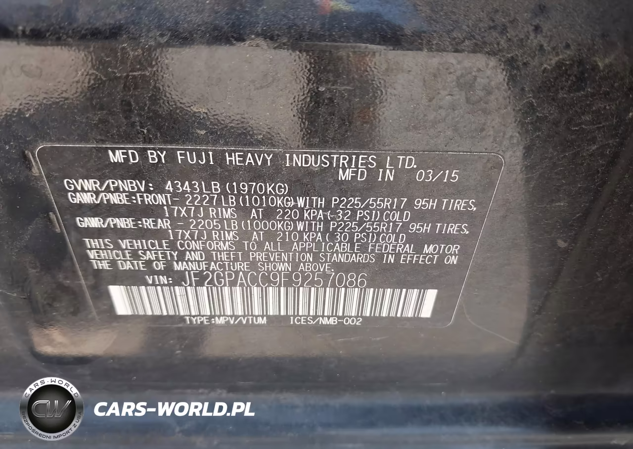 2015 Subaru Xv Crosstrek 2.0I Premium VIN:JF2GPACC9F9257086 - 9