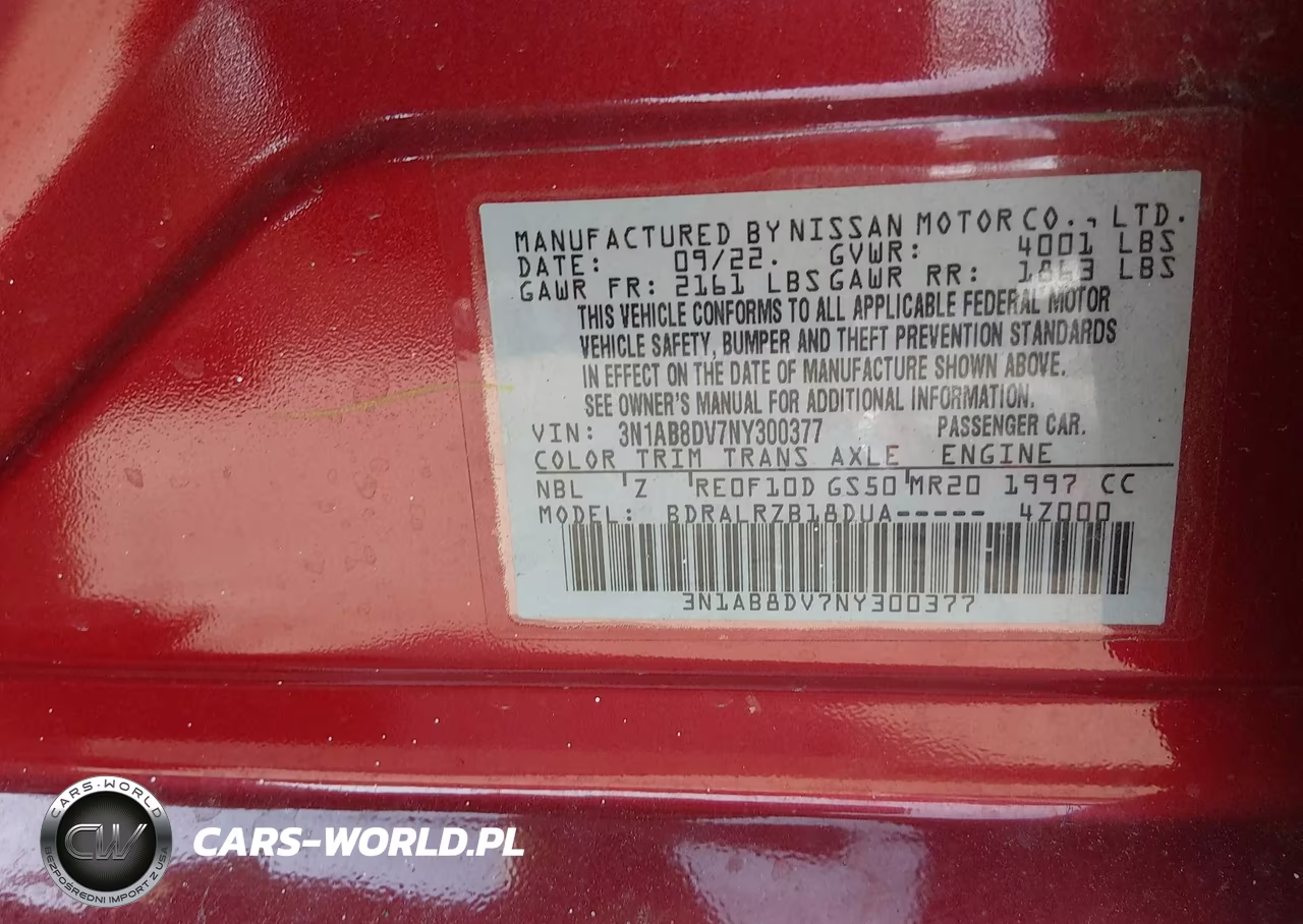 2022 Nissan Sentra Sr Xtronic Cvt VIN:3N1AB8DV7NY300377 - 9
